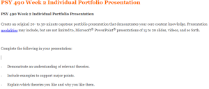 PSY 490 Week 2 Individual Portfolio Presentation