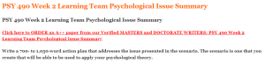 PSY 490 Week 2 Learning Team Psychological Issue Summary