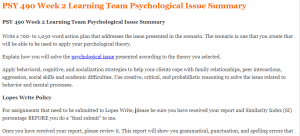 PSY 490 Week 2 Learning Team Psychological Issue Summary