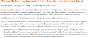 PSY 492 Module 3 Assignment 2 LASA 1 Literature Review Paper Latest