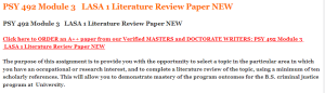 PSY 492 Module 3   LASA 1 Literature Review Paper NEW