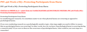 PSY 496 Week 2 DQ 1 Protecting Participants from Harm