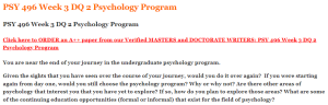 PSY 496 Week 3 DQ 2 Psychology Program