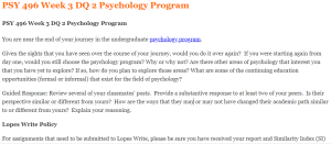 PSY 496 Week 3 DQ 2 Psychology Program