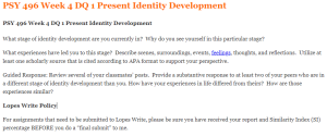 PSY 496 Week 4 DQ 1 Present Identity Development