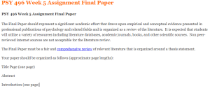 PSY 496 Week 5 Assignment Final Paper