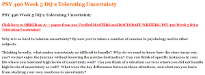 PSY 496 Week 5 DQ 2 Tolerating Uncertainty