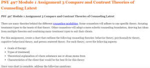 PSY 497 Module 1 Assignment 3 Compare and Contrast Theories of Counseling Latest