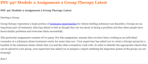 PSY 497 Module 2 Assignment 2 Group Therapy Latest