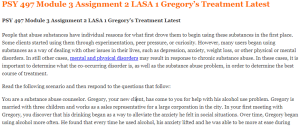 PSY 497 Module 3 Assignment 2 LASA 1 Gregory’s Treatment Latest