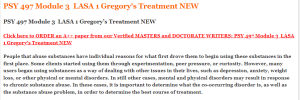 PSY 497 Module 3  LASA 1 Gregory’s Treatment NEW