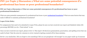 PSY 510 Topic 5 Discussion 2 What are some potential consequences if a professional has loose or poor professional boundaries