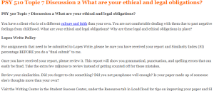 PSY 510 Topic 7 Discussion 2 What are your ethical and legal obligations