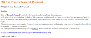 PSY 530 Topic 3 Research Proposal