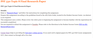 PSY 530 Topic 8 Final Research Paper