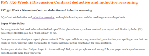 PSY 550 Week 1 Discussion Contrast deductive and inductive reasoning