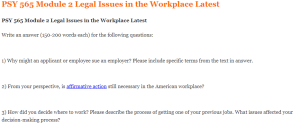 PSY 565 Module 2 Legal Issues in the Workplace Latest