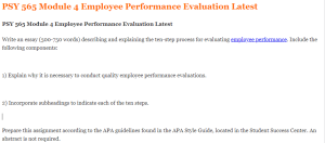 PSY 565 Module 4 Employee Performance Evaluation Latest