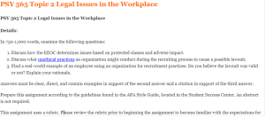 PSY 565 Topic 2 Legal Issues in the Workplace