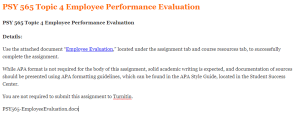 PSY 565 Topic 4 Employee Performance Evaluation