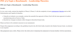 PSY 575 Topic 2 Benchmark – Leadership Theories