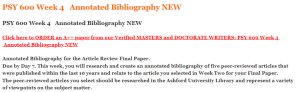 PSY 600 Week 4   Annotated Bibliography NEW