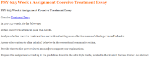 PSY 623 Week 1 Assignment Coercive Treatment Essay