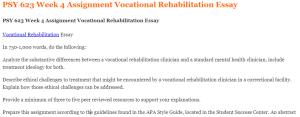 PSY 623 Week 4 Assignment Vocational Rehabilitation Essay