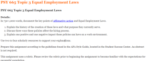 PSY 665 Topic 3 Equal Employment Laws