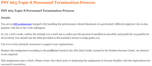 PSY 665 Topic 8 Personnel Termination Process