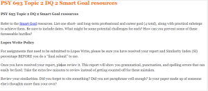 PSY 693 Topic 2 DQ 2 Smart Goal resources