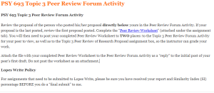 PSY 693 Topic 3 Peer Review Forum Activity