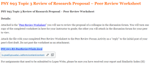 PSY 693 Topic 3 Review of Research Proposal – Peer Review Worksheet