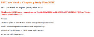 PSYC 110 Week 2 Chapter 4 Study Plan NEW