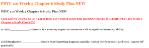 PSYC 110 Week 3 Chapter 6 Study Plan NEW