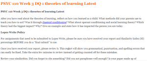 PSYC 110 Week 3 DQ 1 theories of learning Latest