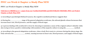 PSYC 110 Week 6 Chapter 11 Study Plan NEW