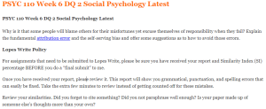 PSYC 110 Week 6 DQ 2 Social Psychology Latest