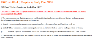 PSYC 110 Week 7 Chapter 14 Study Plan NEW