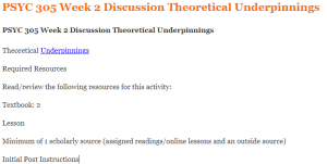 PSYC 305 Week 2 Discussion Theoretical Underpinnings