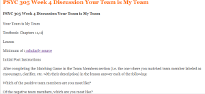 PSYC 305 Week 4 Discussion Your Team is My Team