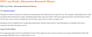 PSYC 315 Week 1 Discussion Research Theory