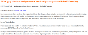 PSYC 315 Week 7 Assignment Case Study Analysis – Global Warming