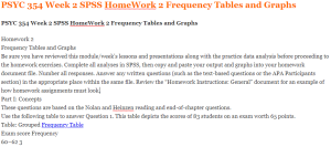 PSYC 354 Week 2 SPSS HomeWork 2 Frequency Tables and Graphs