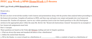 PSYC 354 Week 5 SPSS HomeWork 5 Z-Scores