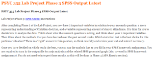 PSYC 355 Lab Project Phase 3 SPSS Output Latest