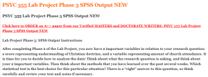 PSYC 355 Lab Project Phase 3 SPSS Output NEW