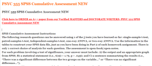 PSYC 355 SPSS Cumulative Assessment NEW