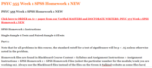 PSYC 355 Week 1 SPSS Homework 1 NEW