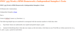 PSYC 355 Week 2 SPSS Homework 2 Independent Samples t-Tests